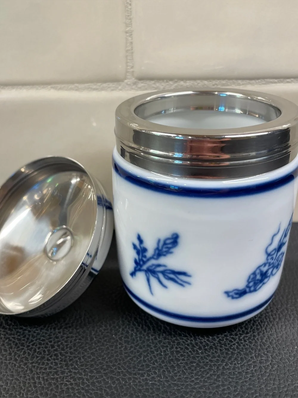 Williams Sonoma French Floral Blue and White Double Egg Coddler